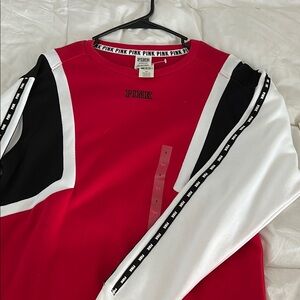 Victoria's Secret PINK Red and White Sweatshirt